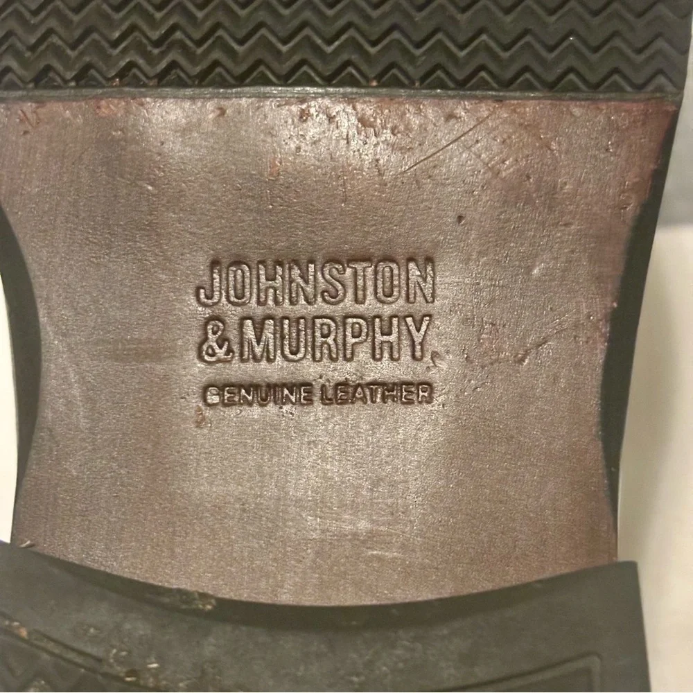 Johnston & Murphy Dobson Cap-Toe Leather Oxford Shoes-Black-Men Size 10.5